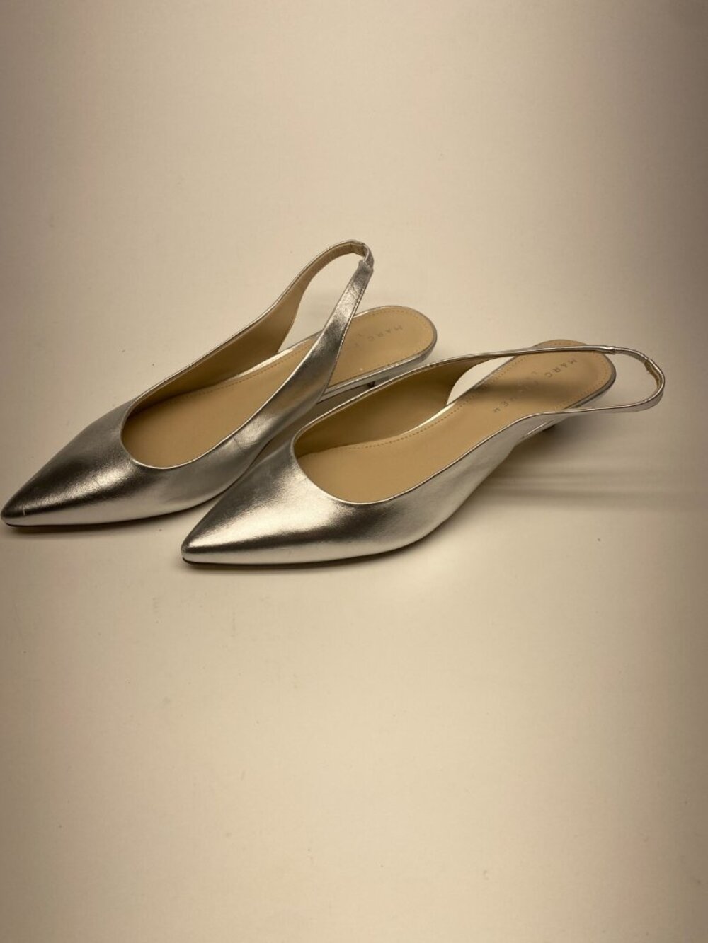 Marc Fisher Womens Posey  Silver Leather Slingback Pump Sz 10